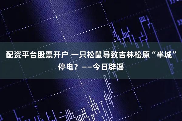 配资平台股票开户 一只松鼠导致吉林松原“半城”停电？——今日辟谣